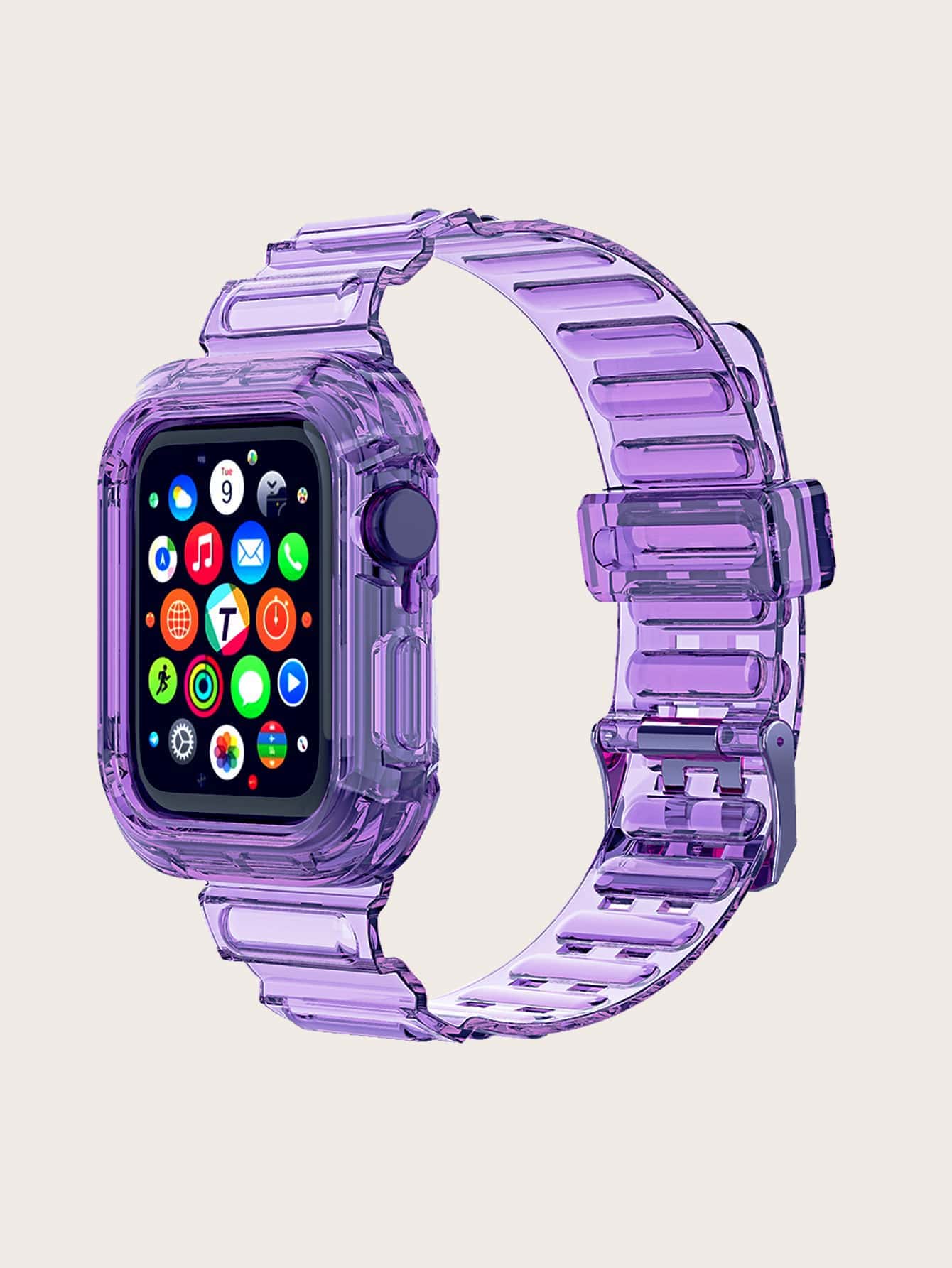 二合一透明錶帶和手錶殼適用於Apple Watch - 紫色 - 查看 1