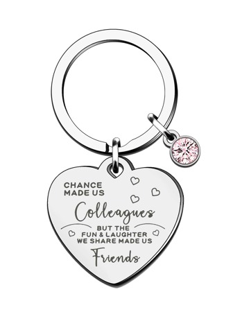 1pc Women's Girl's Coworker Colleague Friendship Best Friend Work Bestie Heart Shape Rhinestone Charm Slogan Work Made Us Colleague Fun And Laughter Made Us Friends Letter Carved Stainless Steel Keychain Cute Fashion Casual Car Keychain Female Friend Birthday Thanksgiving Day Valentine's Day Valentines Car Accessories Bag Charm School Goth Y2k Christmas Gift Ideas