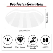 50入組眼罩，透明面部軟遮陽板，重複使用面罩淋浴護眼罩，適用於眉毛微刀片化妝理髮髮膠睫毛延長眼瞼手術後護理沙龍用品 - 無色 - 查看 2