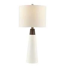 Tristan Triangular Ceramic and Wood Table Lamp - trắng - Xem 1