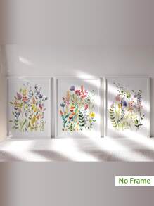 3pcs Floral Print Unframed Painting - Multicolor - View 2