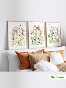 3pcs Floral Print Unframed Painting - Multicolor - View 7