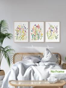3pcs Floral Print Unframed Painting - Multicolor - View 9