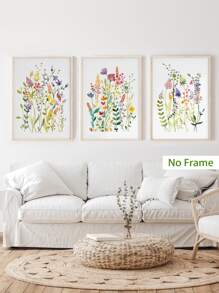 3pcs Floral Print Unframed Painting - Multicolor - View 10