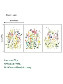 3pcs Floral Print Unframed Painting - Multicolor - View 4