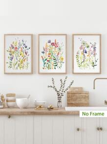 3pcs Floral Print Unframed Painting - Multicolor - View 8