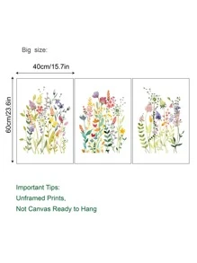 3pcs Floral Print Unframed Painting - Multicolor - View 5