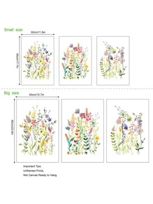 3pcs Floral Print Unframed Painting - Multicolor - View 6