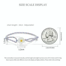 1入組真實925純銀自然白色貝殼迷人雛菊編繩手鏈適合女士可愛花鏈接女孩生日首飾類