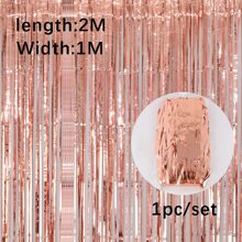 1 pieza Cortina de seda de lluvia en color oro rosa para decoración de fiesta, Navidad - Oro rosa - Ver 2