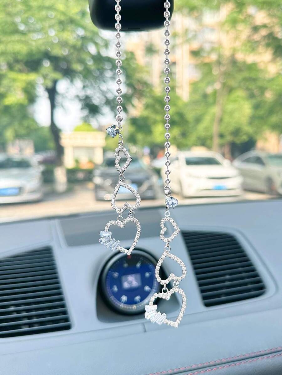 Trang trí trái tim ABS Trang trí treo xe - Bạc - Xem 1