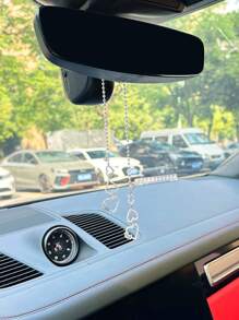 Trang trí trái tim ABS Trang trí treo xe - Bạc - Xem 2