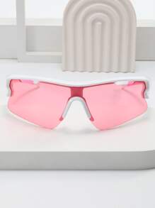 男士有色镜片运动骑行运动眼镜沙滩配件眼镜遮阳镜适合夏季海滩度假、户外、旅行 - 粉色 - 查看 3