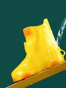 1pair Kids Cartoon Design Rain Boots Cover - Yellow - View 3