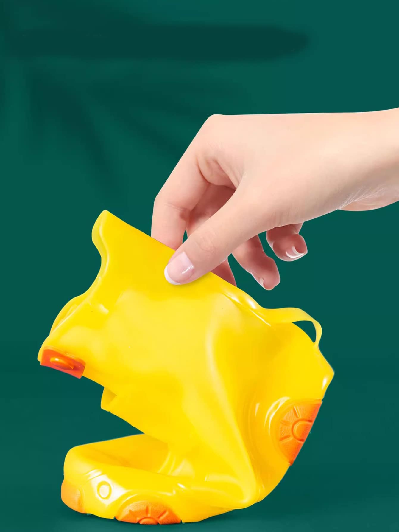 1pair Kids Cartoon Design Rain Boots Cover - Yellow - View 1