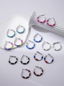 1 Đôi Bông Tai Đôi Khuyên Tai Vòng Bằng Thép Không Gỉ Thời Trang Cho Phụ Nữ Để Trang Trí Hàng Ngày - Nhiều màu - Xem 3