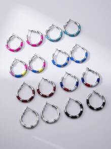 1 Đôi Bông Tai Đôi Khuyên Tai Vòng Bằng Thép Không Gỉ Thời Trang Cho Phụ Nữ Để Trang Trí Hàng Ngày - Nhiều màu - Xem 4