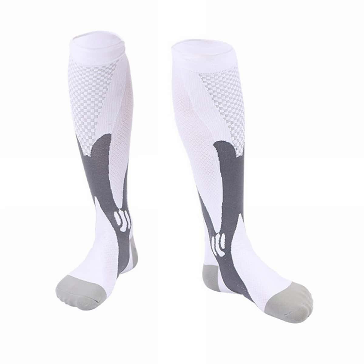 1雙壓帶襪足球足球大腿長筒中性野外運動護理長襪男女適用 - 白色 - 查看 1