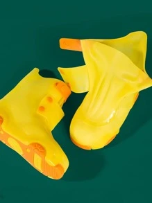 1pair Kids Cartoon Design Rain Boots Cover - Yellow - View 5