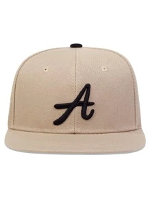 AR 男士字母刺繡棒球帽，適用於日常生活和戶外街頭 - 卡其色 - 查看 2