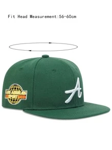 AR 男士字母刺繡嘻哈帽子，適用於日常生活和戶外街頭 - 綠色 - 查看 4