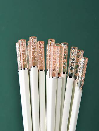 1pair Flower Pattern Chopsticks School Supplies,Christmas Gift