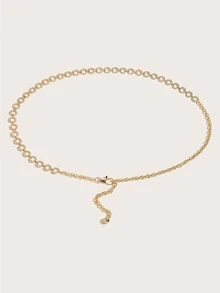 Rhinestone Circle Decor Chain Belt - Gold - View 2
