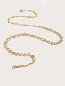 Rhinestone Circle Decor Chain Belt - Gold - View 3