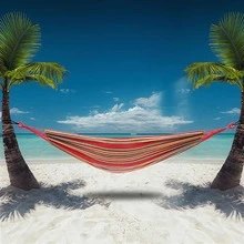 200*150cm Portable Polyester & Cotton Hammock Red Strip - Multicolor - View 2