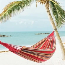 200*150cm Portable Polyester & Cotton Hammock Red Strip - Multicolor - View 3