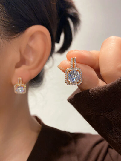 Cubic Zirconia Decor Earrings