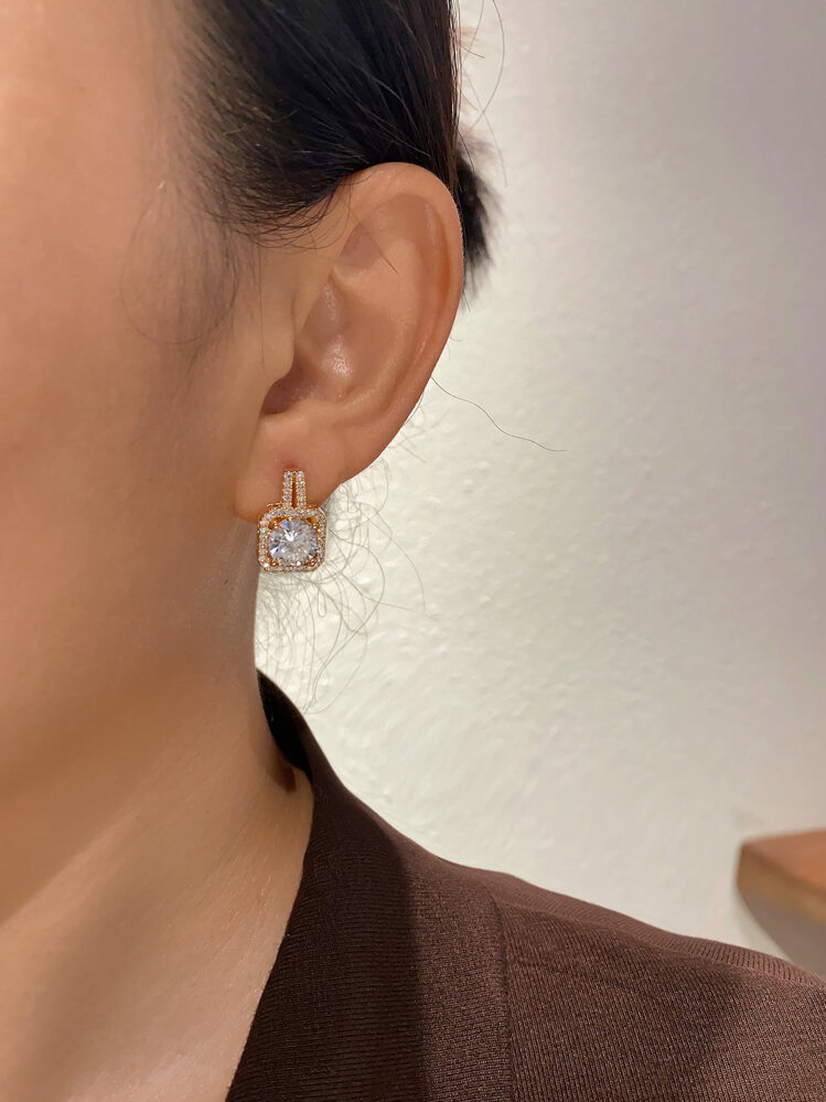 Pendientes zirconia cúbica adorno - Amarillo Oro - Añade 6