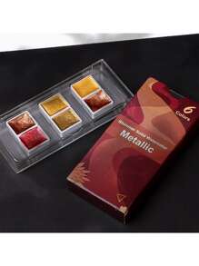 6pcs/set Solid Pearl Metallic Watercolor Paint Set - Multicolor - View 1
