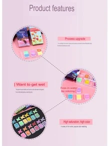 6pcs/set Solid Pearl Metallic Watercolor Paint Set - Multicolor - View 5