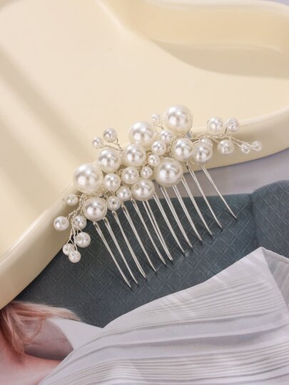 1pc Women's Bridal Wedding Pearl Hair Clip, Elegant & Suitable For Everyday Wear Valentine's Day Accessories