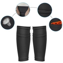 Espinilleras de fútbol Calcetines + Espinilleras Mangas Malla de doble capa Transpirable para juegos de fútbol Atleta de élite principiante Correr Jogging Fitness - Niños Niños Niñas Hombres (Adulto: Negro + Azul) - Multicolor - Ver 6