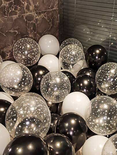 30pcs Clear Latex Balloon With Star Pattern For Birthday, Wedding, Graduation, Back To School, Party Decorations