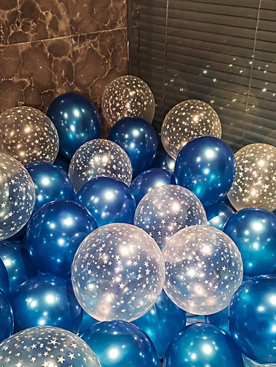 30pcs Mixed Color Star Printing Latex Balloons For Birthday