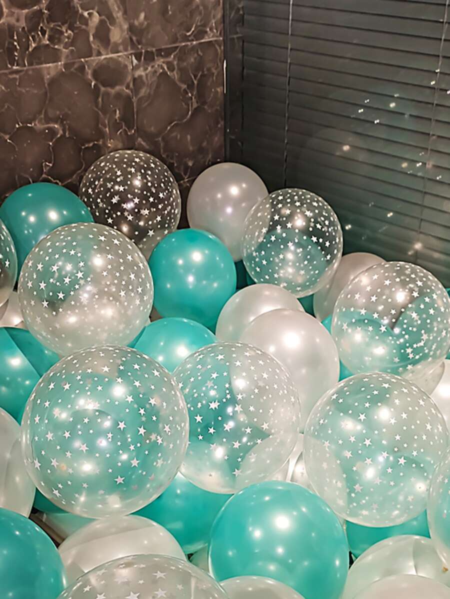 30 个混色星形印花乳胶气球，适用于生日、周年纪念、庆典、派对装饰、圣诞节