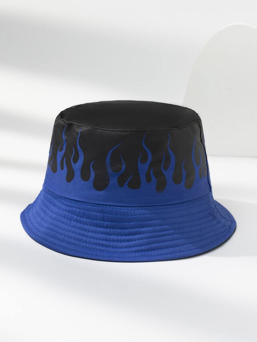 Sombrero de cubo para hombres con diseño de fuego para la calle - Azul - Ver 1