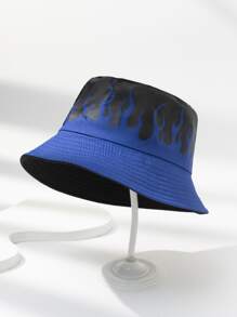 Sombrero de cubo para hombres con diseño de fuego para la calle - Azul - Ver 2