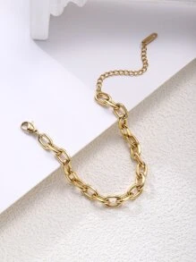 極簡扣環手鏈 - 金色 - 查看 5
