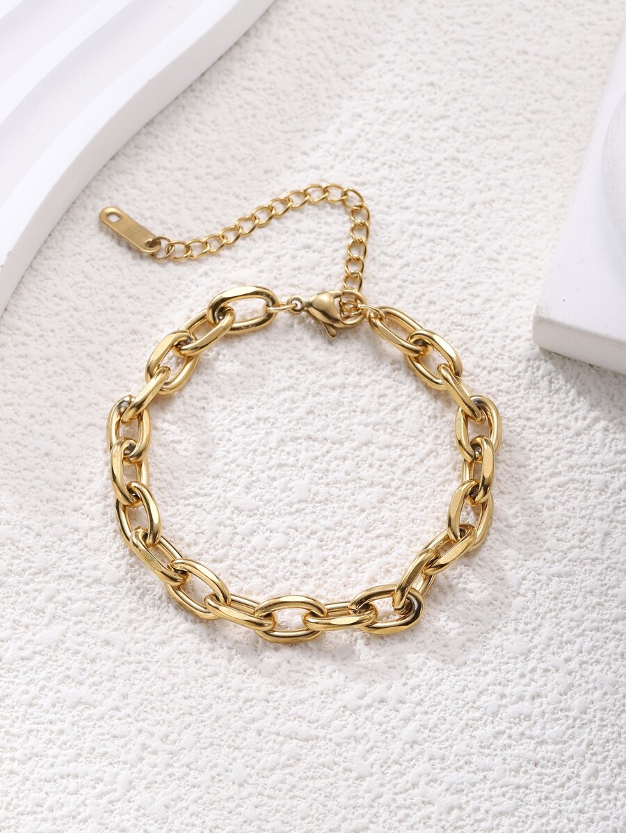 極簡扣環手鏈 - 金色 - 查看 1