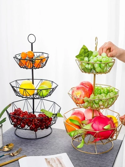 1pc Hollow Out Iron Art Fruit Basket