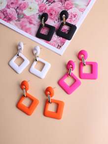 4 Acrílico Retângulo Brincos , Férias Estilo Geométrico Brinco Set , Moda Acrílico Quadrado Declaração Brincos Pendentes Para Mulheres Garotas