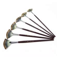 6入组/包扇形短手柄尼龍毛畫筆套裝適用於水彩,油畫 - 彩色 - 查看 1