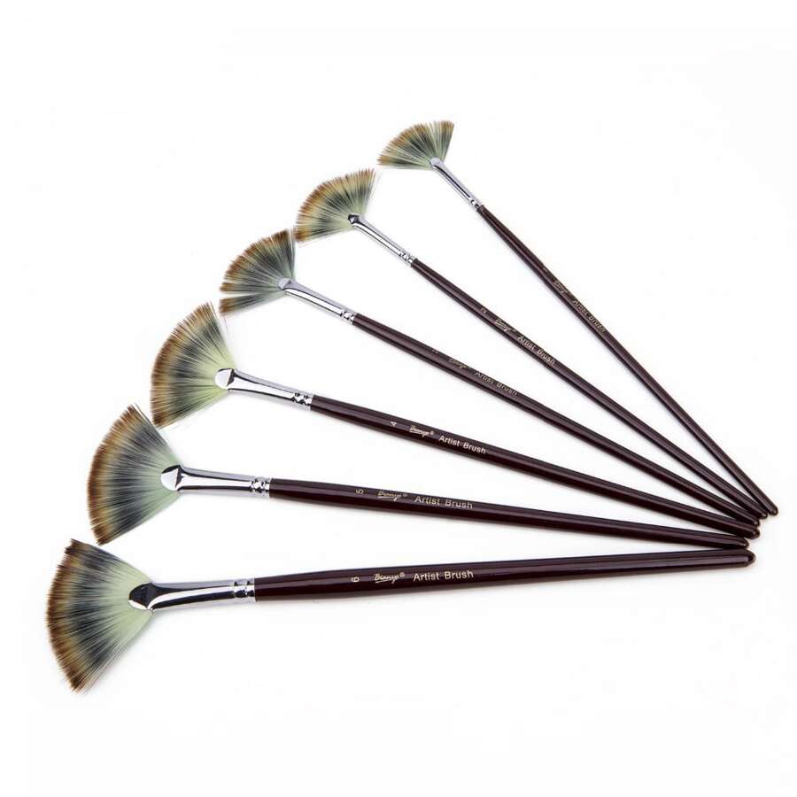 6入组/包扇形短手柄尼龍毛畫筆套裝適用於水彩,油畫 - 彩色 - 查看 1