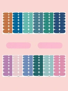 168 張貼紙指甲貼自黏時尚簡約閃光湖藍色半固化凝膠指甲貼 Diy 指甲裝飾適合女式女孩 & 2 個銼條 - 彩色 - 查看 4