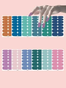 168 張貼紙指甲貼自黏時尚簡約閃光湖藍色半固化凝膠指甲貼 Diy 指甲裝飾適合女式女孩 & 2 個銼條 - 彩色 - 查看 1