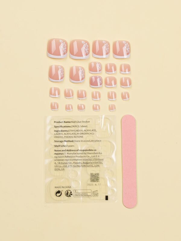 Update Your Style With 24pcs Minimalist Floral Pattern French Short